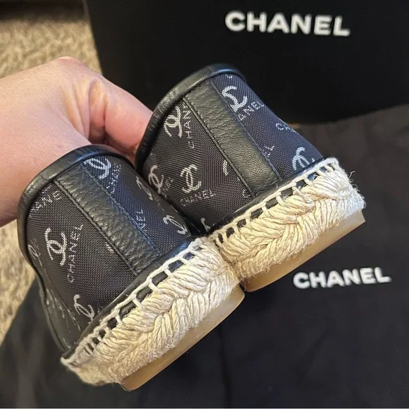 Chanel Cap Toe Espadrilles Printed Mesh Fabric 40 - Picture 5 of 11